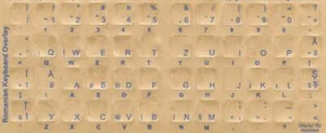 Romanian Keyboard Stickers w Reverse Print Blue Letters - Picture 1 of 1