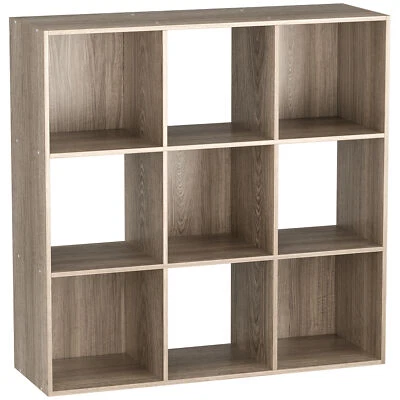 9 Cube Storage Organizer 3 Tier Stackable Wood Open Bookcase Display Shelf Oak - Image 1 of 4