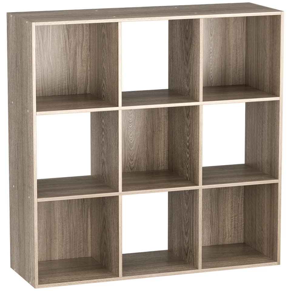 9 Cube Storage Organizer 3 Tier Stackable Wood Open Bookcase Display Shelf Oak - Image 1 of 4