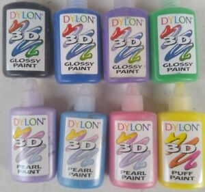 DYLON 3D FABRIC CLOTHES CRAFT PAINT 8 Assorted