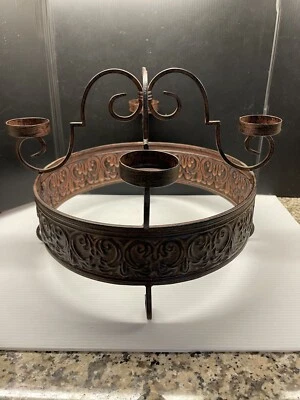 Taste of Home 娱乐 Napa 棕色 Rubbed Ornate 4 Votive Holder 很好 — 第 1/4 张图片