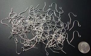 100 fili oro bianco plt gancio pesce semplice orecchini fondo aperto anello pendente FPH012B - Foto 1 di 3