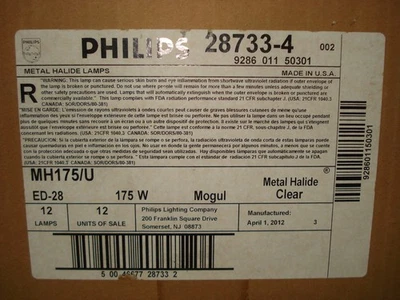 NOS - Case Of 12 - Philips MH175/U ED28 E39 Base Metal Halide - 28733-4 - Image 1 of 3