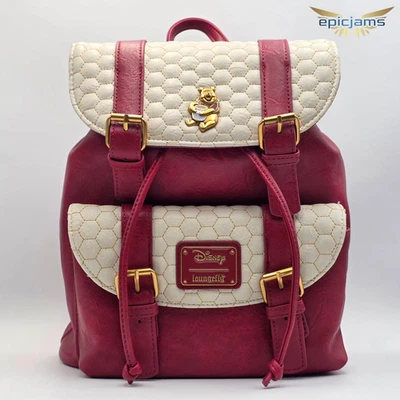 Mini mochila Loungefly Disney Winnie the Pooh patrón de panal hebilla correa Foto 1 de 4