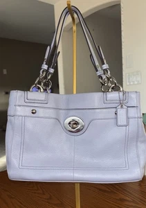 Coach Penelope F16531 Handtasche silber flieder Beuteltasche COA schönes Leder Drehverschluss - Bild 1 von 10