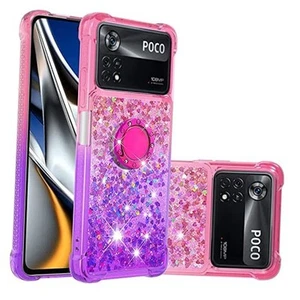 Case for Xiaomi Poco X4 Pro 5G,Gradient Quicksand Series Glitter Pink-purple - Picture 1 of 7