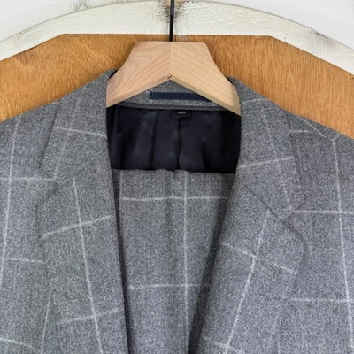 Traje J Crew Para Hombre 44R Gris 2 Botones Franela Vitale Barberis Canonico Crosby Fit Foto 1 de 4