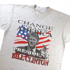 Vtg 90s Bill Clinton Rap Tee Bootleg Change for a New America T-Shirt XL USA - Picture 1 of 4