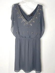 Victoria's Secret Blue Gray Sleeveless V-Neck Sequin Cocktail Dress Women's Med - Picture 1 of 8