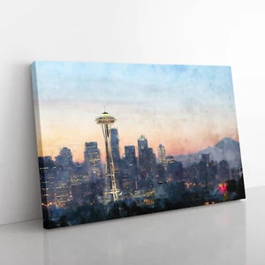 Seattle Skyline Vol.1 Leinwand Wandkunst Malerei gerahmtes Dekor Poster Druck Bild - Bild 1 von 6