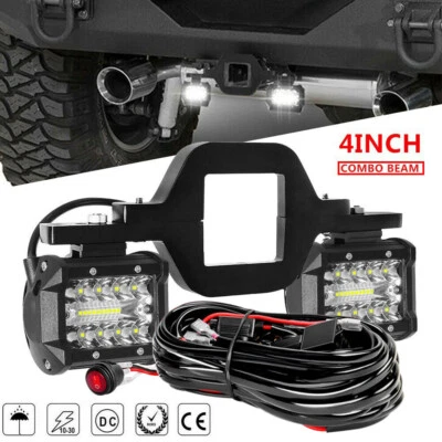 Suporte de montagem engate de reboque 4"" LED barra de luz de trabalho backup cápsulas reversas para Jeep - Imagem 1 de 4