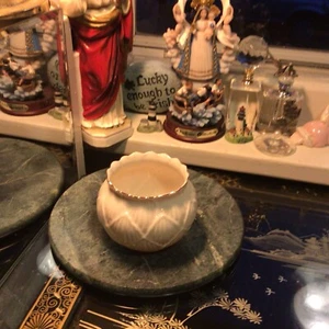 3"x3.5" Belleek Lily Bowl Irish Porcelain Cream w/Original sticker - Picture 1 of 9
