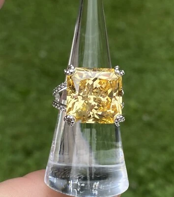 Charles Winston Sterling Silver Canary Yellow & White Cubic Zirconia BOLD Ring - Image 1 of 4