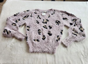 LARGE *NWT Fuzzy Pink Leopard Sweater Super Soft & Comfy - Picture 1 of 7