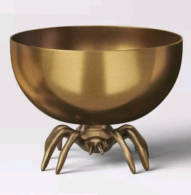 Target Threshold 28 oz Stainless Steel Gold Halloween Spider Candy Bowl PB Dupe