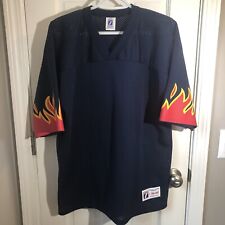 NOS Vintage Blank Logo 7 Football Jersey Large 46-48 USA Navy Blue Fire Flames