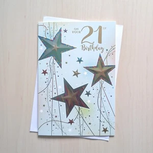 Age 21 Birthday Card Stars 21st Twenty one Adult Female Male - Picture 1 of 3
