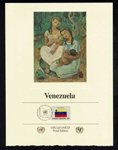 1981 U.N. Flaggen Ausgabe Venezuela Official UNICEF Proof FDC, Art and Stamp Display - Bild 1 von 2