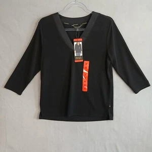 Banana Republic Women's 3/4 Sleeve V Neck Tunic Top Size M Black NWT - Picture 1 of 16