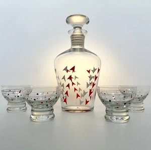 Vintage Czech BOHEMIAN Hand Painted Glass Decanter set with shot glasses - Picture 1 of 6
