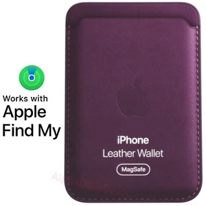 Funda tipo billetera de cuero genuina OEM Apple iPhone con MagSafe Find My Dark Cherry - Imagen 1 de 4