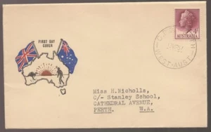 1957 Australia QE11 Queen Elizabeth 4d Brown CHALLIS FDC - Picture 1 of 1