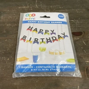 Happy Birthday Banner 13 Pennants 9ft String 321 Party! Colorful Decoration - Picture 1 of 2
