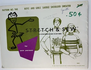Stretch & Sew Sewing Pattern Ann Person Boys & Girls Saddle Shoulder Sweater 940 - Picture 1 of 3