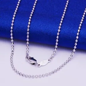 Pure Platinum 950 Chain Women Solid Round Carved Beads Link Necklace 4.3-4.5g - Picture 1 of 5