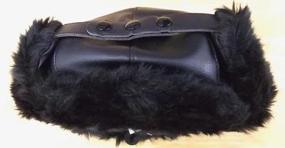 Black Vinyl Trooper Quilted Ear Flap Hat, Winter Cap, Broner 68-101. size XL - Image 1 of 4