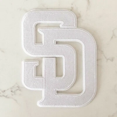 San Diego Padres SD Letters White Jersey Patch Iron or Sew on - Image 1 of 2