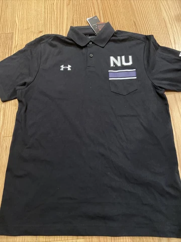 Under Armour Men's Northwestern Wildcats 'CFB150' Pocket Black Polo Sz M UM8208 Cover