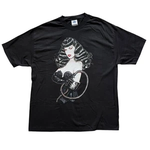VTG Olivia Bettie Page Black Shirt Stinger Diamond Star Tag Size XL **DRY ROT** - Picture 1 of 9