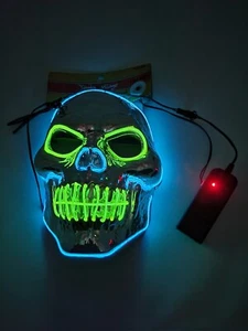 New Halloween Scary Haunted Horror Mask Skull Shape LED Cold Light Glowing Mask  - Picture 1 of 4