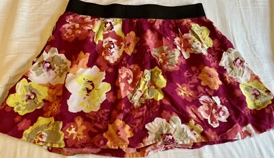 SO Multi Color Floral Mini Skirt Elastic Waistband Size Large - Image 1 of 4