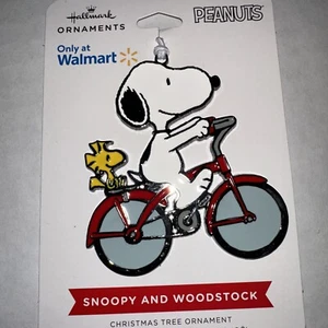 Hallmark Snoopy and Woodstock on Bicycle Metal Christmas Ornament Charm Hanger! - Picture 1 of 2