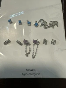 Time and Tru Hypo-allergenic 6 Pairs Dangle And Stud Earrings - Bild 1 von 2