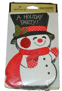 Invitaciones de fiesta MUÑECO DE NIEVE Sombrero Orejeras ¡Sellado! Nuevo de Lote Antiguo Sello DIE-CUT Vintage - Imagen 1 de 2