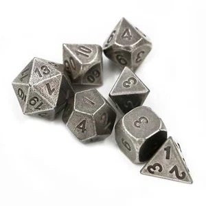 Battle-Worn Steel Metal Dice Set for Dungeons & Dragons - Picture 1 of 3