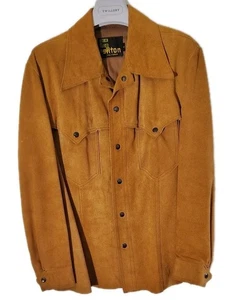 Silton California Mens Leather Jacket XL Brown Suede Snap Shacket Western Ranch  - Picture 1 of 9