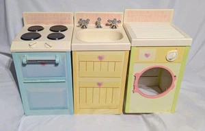 Playskool Rose Petal Cottage Stove Sink Washer Great Condition! 3 Pieces 2006 - Picture 1 of 10
