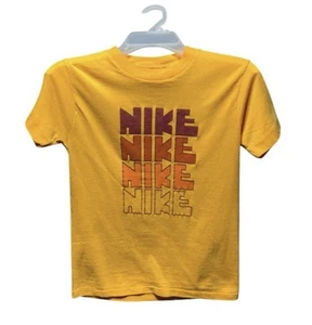 Nike 70s Vintage Gotsu Nike Print T Shirt Orange Tag TM Logo Yellow - Picture 1 of 3