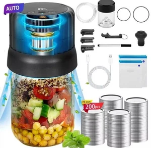 Electric Mason Jar Vacuum Ever Sealer Kit for Wide/ Regular Mouth Jars &200 Lids - Picture 1 of 4