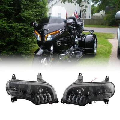 Conjunto de faros LED lámpara giratoria para Honda GoldWing GL1800 2001-2017 haz alto-bajo Foto 1 de 4