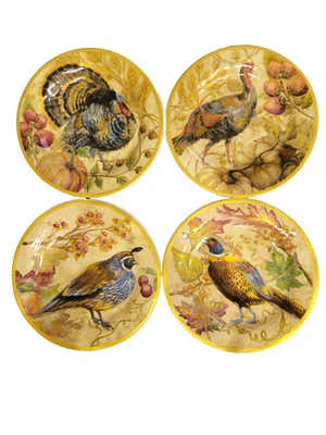 POTTERY BARN FRESCO THANKSGIVING SALAD DESSERT ACCENT PLATES SET OF 4 - Image 1 of 3