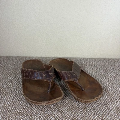 OluKai Sandals MEA OLA Beach Leather Flip Flop Brown Mens Size 11 Casual Preppy - Image 1 of 4