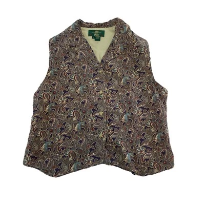 Colete Feminino Vintage Orvis L Paisley Earthtone Grandmacore Retro Boho Country Camadas - Imagem 1 de 4