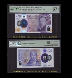 UK, Bank of England 20 Pounds 2024, Polymer, Charles III EH01 first prefix PMG67 - Picture 1 of 1