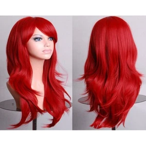 Red Fashion Full Curly Wigs 70cm Cosplay Costume Anime Party Hair Wavy Long Wigs - Picture 1 of 4