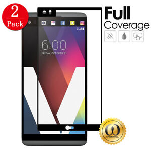 [2-PACK] Black Full Screen Coverage Tempered Glass Screen Protector for LG V20